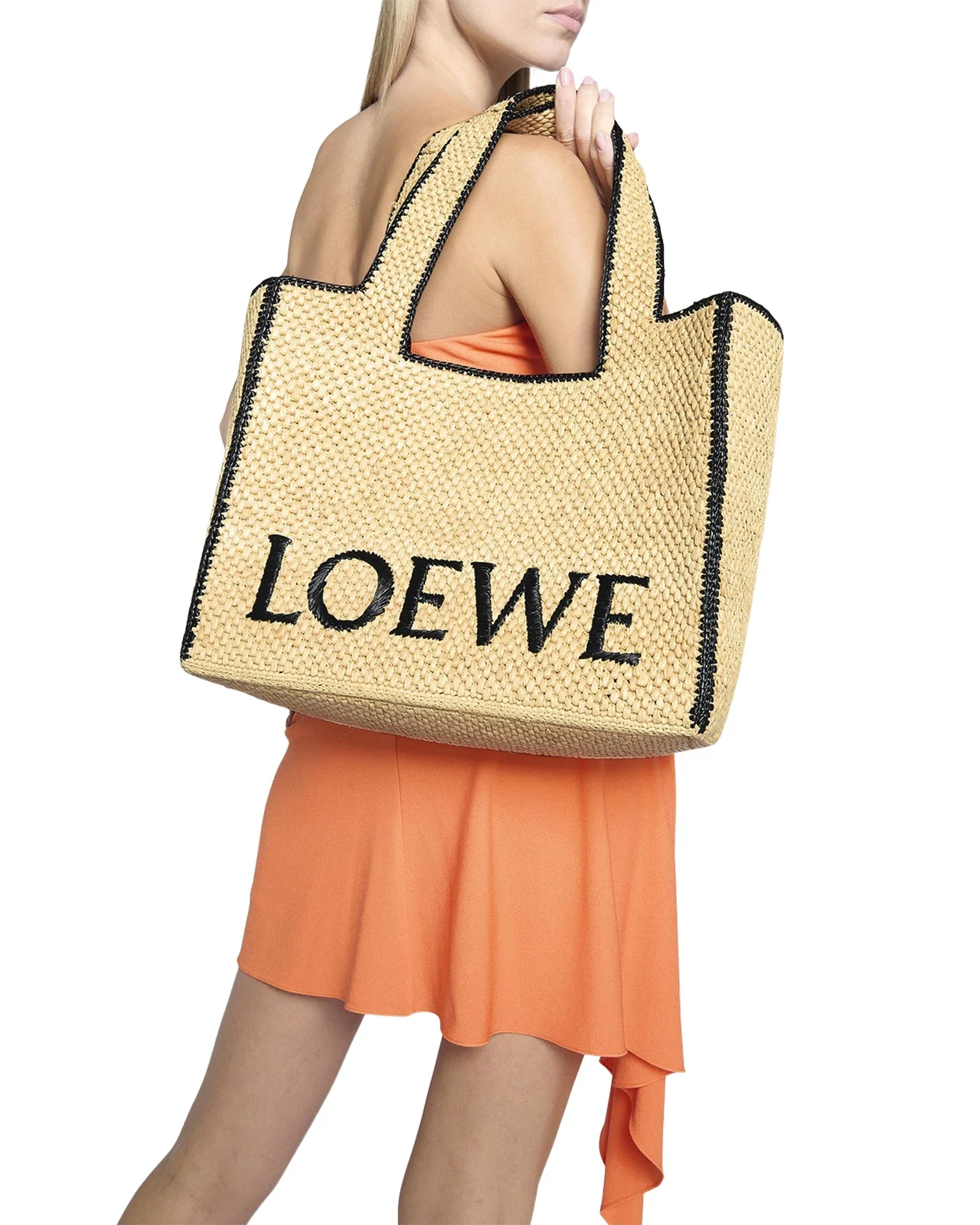 x Paula's Ibiza Font Large Tote Bag in Raffia x Paula's Ibiza Font Large Tote Bag in Raffia