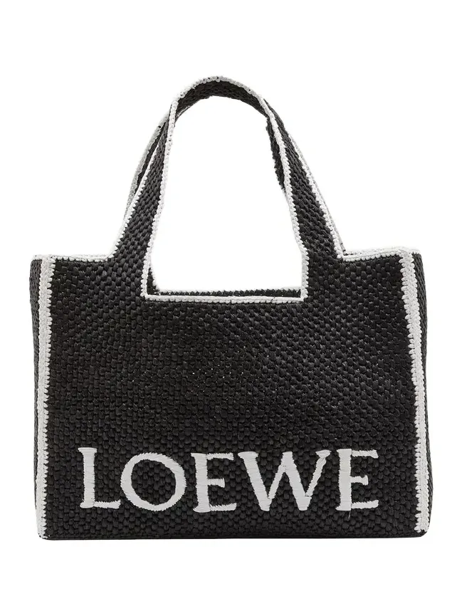 x Paula's Ibiza Font Logo Large Tote Bag in Raffia