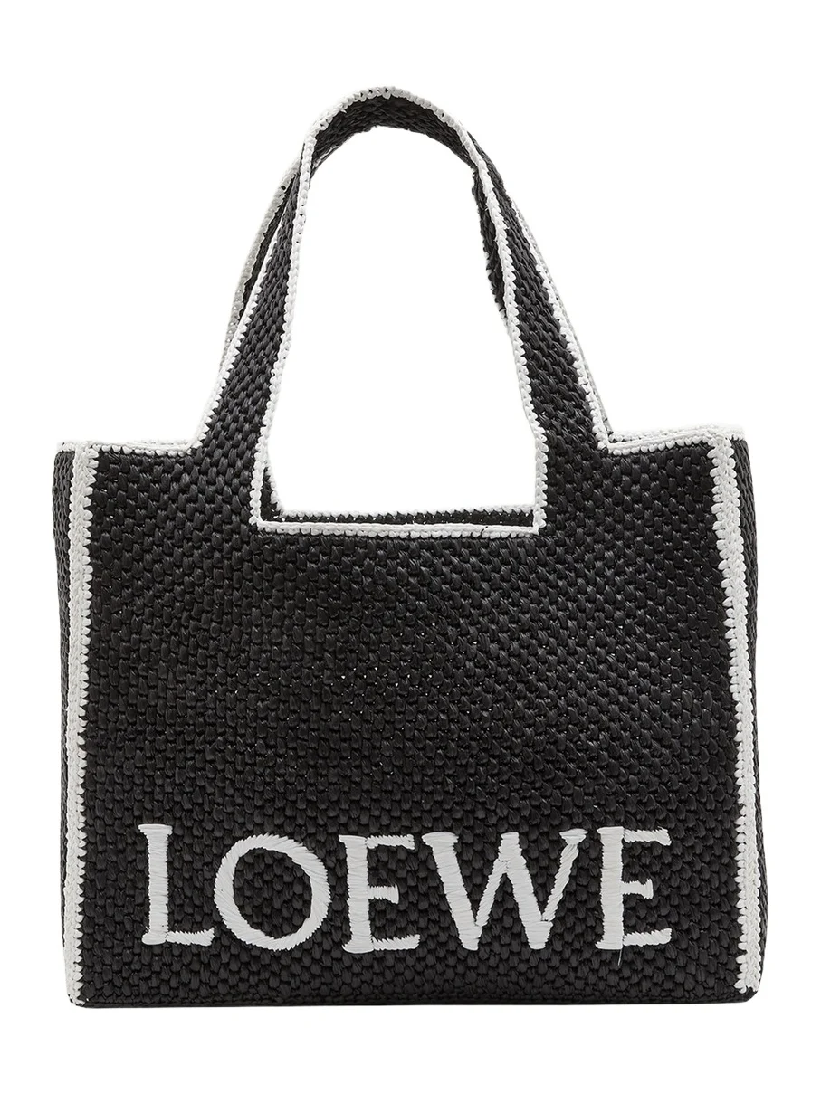 x Paula's Ibiza Font Logo Large Tote Bag in Raffia