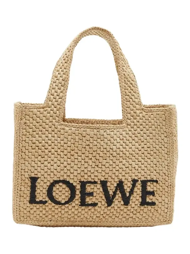 x Paula's Ibiza Font Logo Small Tote Bag in Raffia