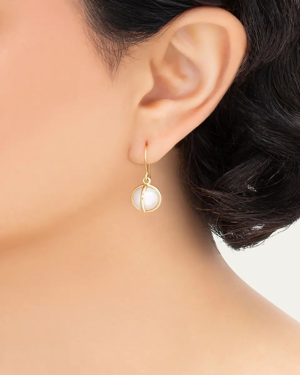 L. Klein Celeste 18k Gold Pearl Drop Earrings | Thumbnail 2