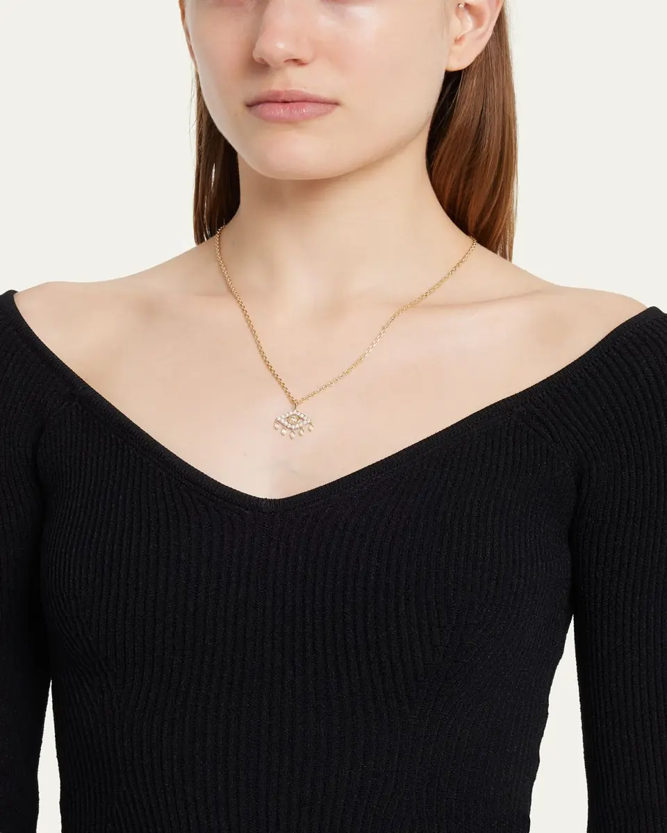 Sydney Evan 14k Gold Diamond Evil Eye Pendant Necklace | Thumbnail 2