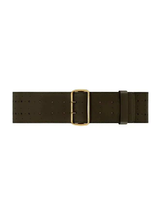 La Celeste Perforated Wide Leather Belt La Celeste Perforated Wide Leather Belt