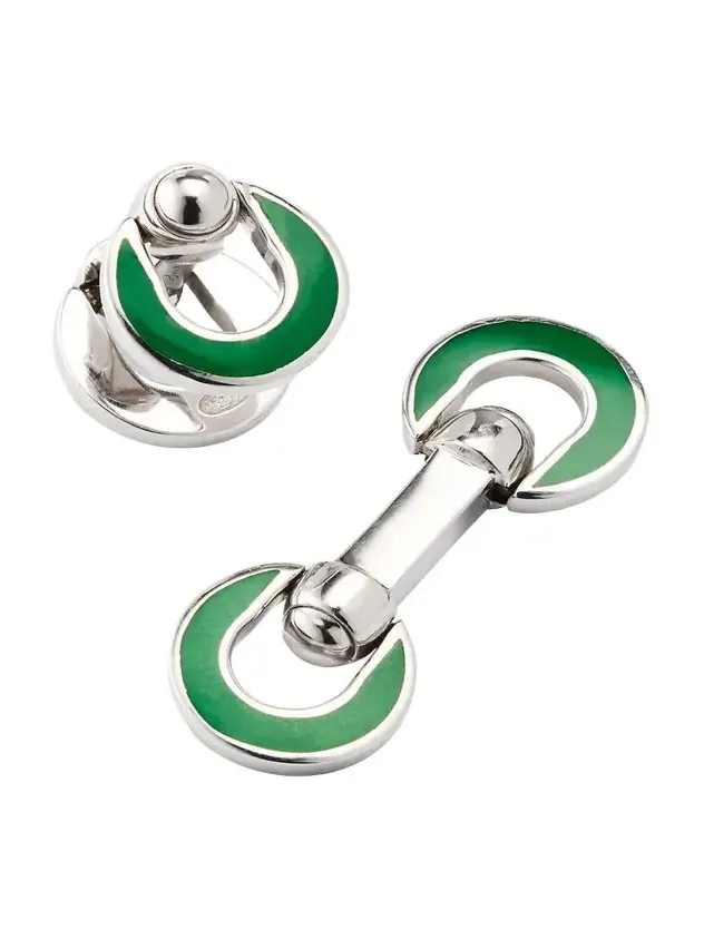 Jan Leslie Men's Horseshoe Enamel Flip Cufflinks