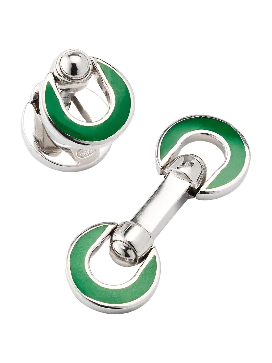 Jan Leslie Men's Horseshoe Enamel Flip Cufflinks