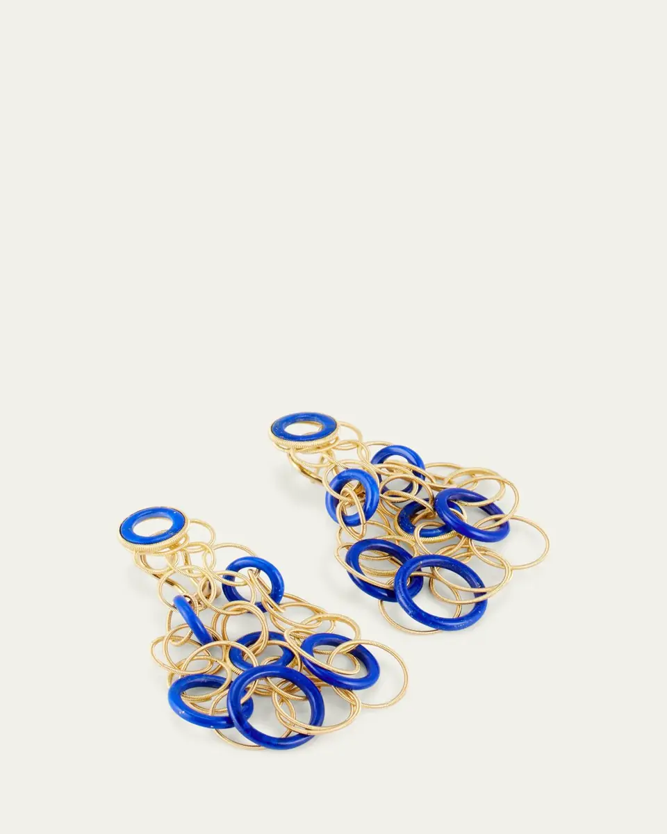 Buccellati Hawaii 18K Gold Pendant Earrings with Lapis Lazuli, 5cm | Thumbnail 3