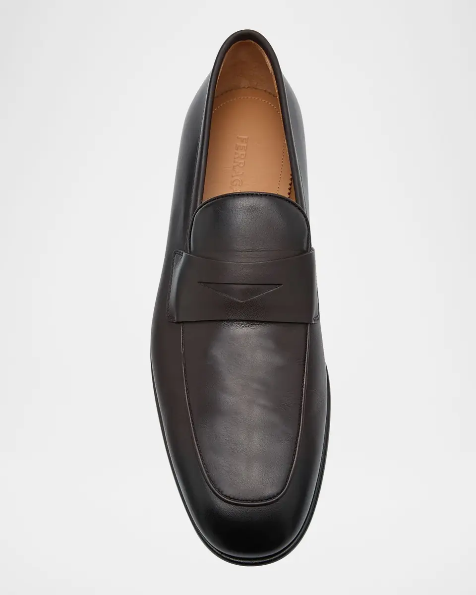 Ferragamo Men's Funes Leather Penny Loafers | Thumbnail 4