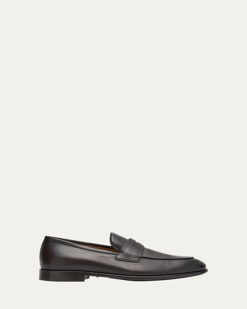 Ferragamo Men's Funes Leather Penny Loafers | Thumbnail 8