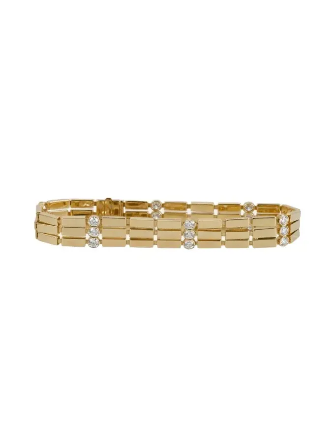 18K Yellow Gold Stepping Stone Multi Bracelet with White Diamonds