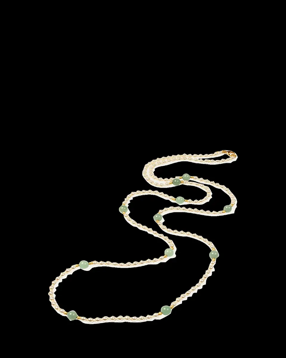 ben-amun Hippie Jade Bead & Pearly Long Necklace | Thumbnail 2