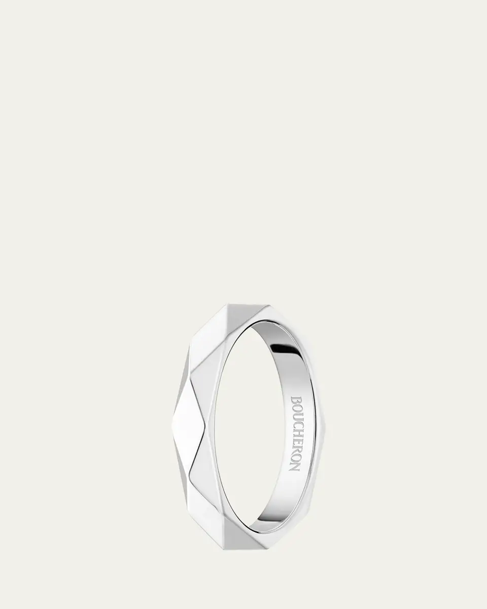 Boucheron Facette Medium Platinum Wedding Band Ring, Size 53 | Thumbnail 8 Boucheron Facette Medium Platinum Wedding Band Ring, Size 53 | Thumbnail 8