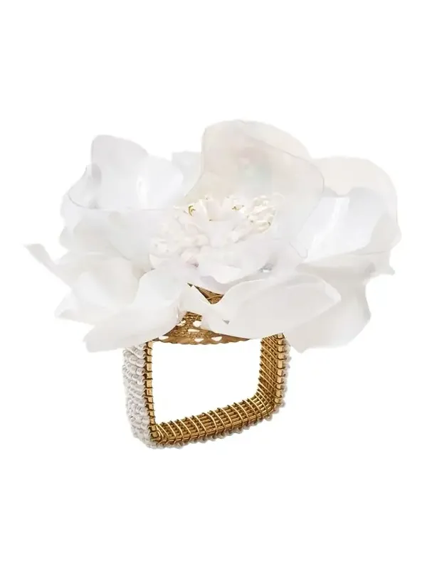 Kim Seybert Gardenia Napkin Ring in White