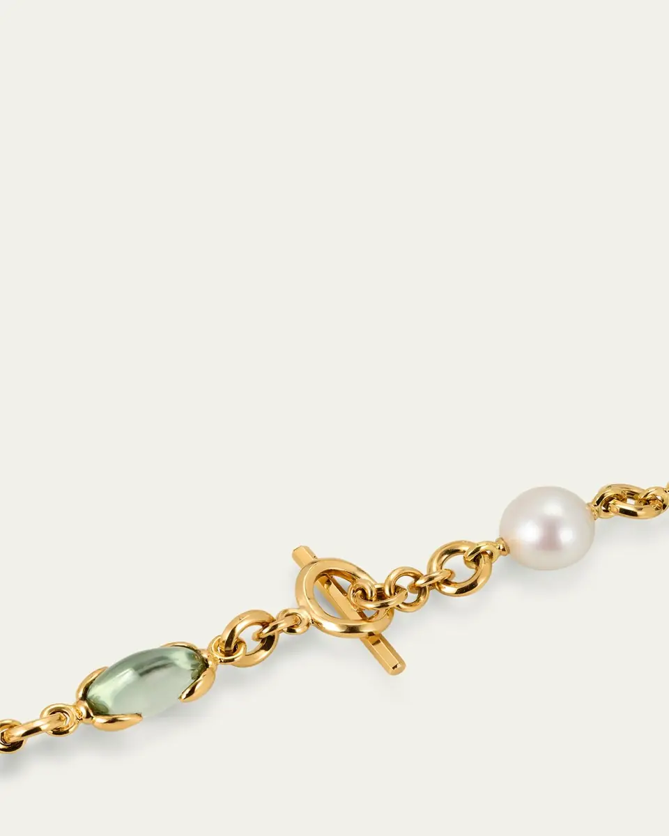 Verdura Fulco Y 18K Yellow Gold Necklace with South Sea Pearls, Diamonds, and Precious Gemstones | Thumbnail 4