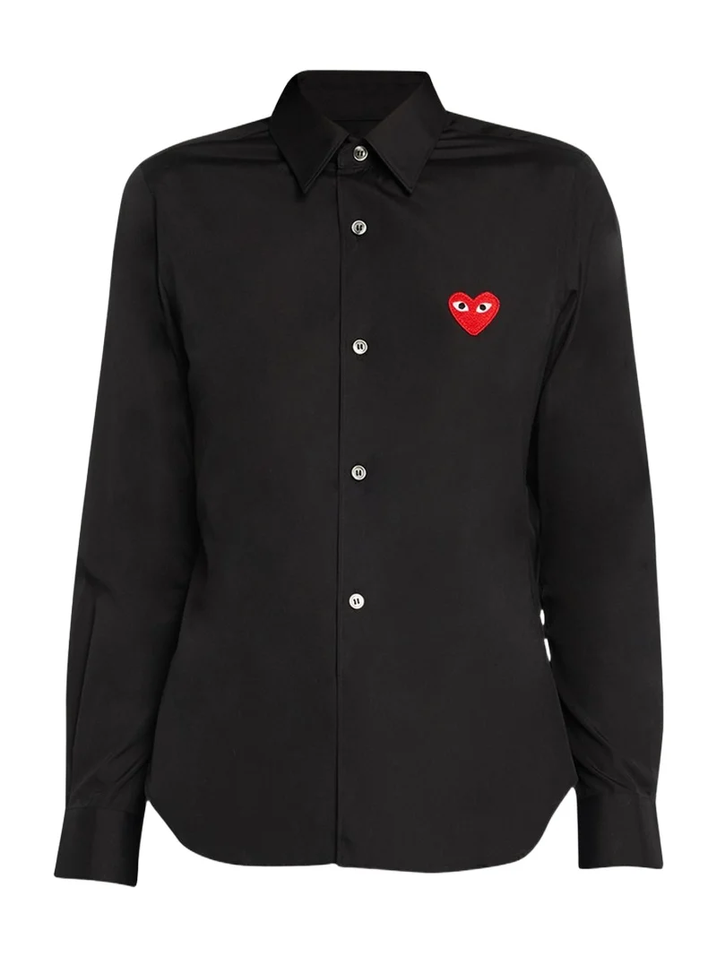 CDG Play Logo-Patch Woven Cotton Button-Front Shirt