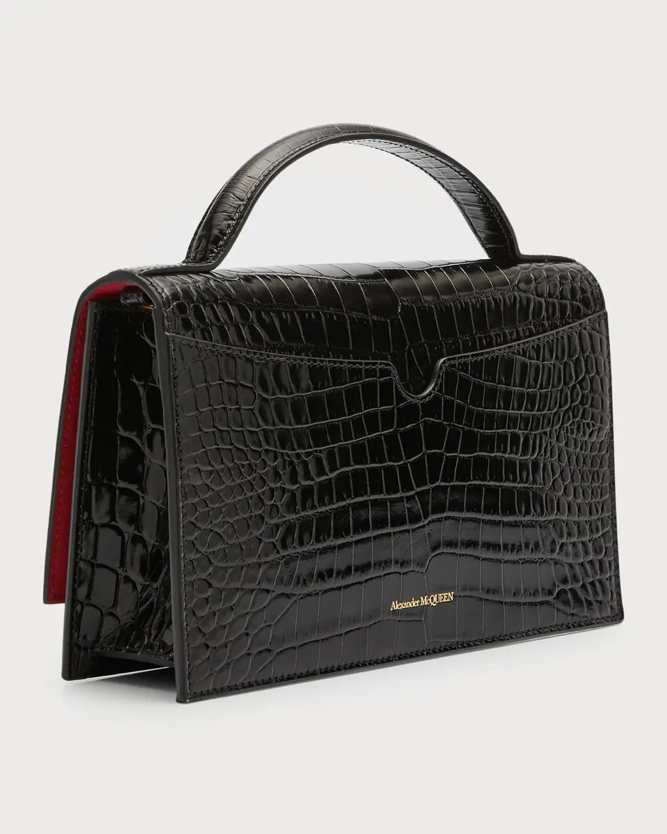 Alexander McQueen Medium Skull Croc-Embossed Top-Handle Bag | Thumbnail 17 Alexander McQueen Medium Skull Croc-Embossed Top-Handle Bag | Thumbnail 17