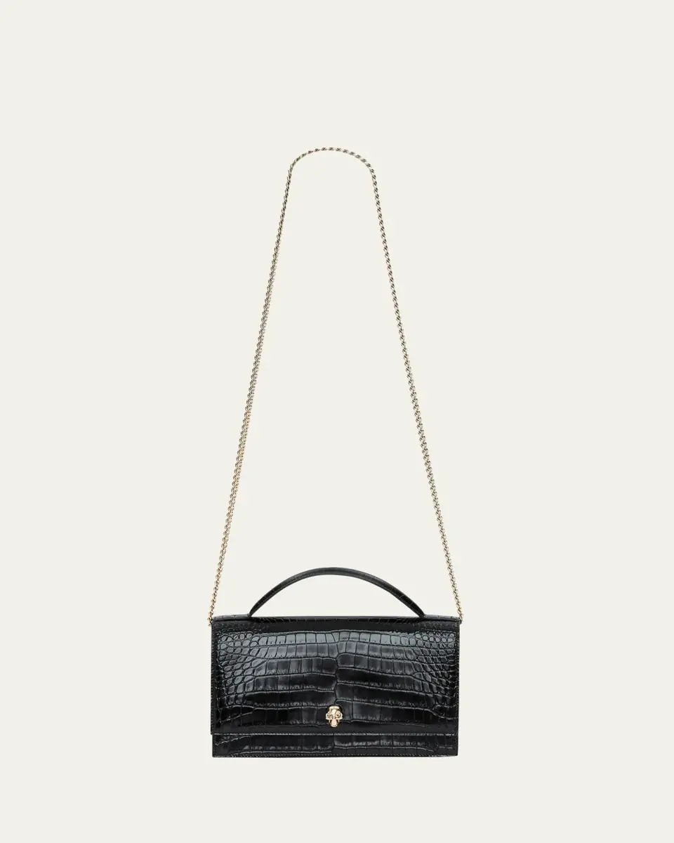 Alexander McQueen Medium Skull Croc-Embossed Top-Handle Bag | Thumbnail 8 Alexander McQueen Medium Skull Croc-Embossed Top-Handle Bag | Thumbnail 8