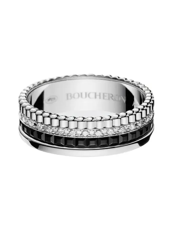 Quatre Small Ring in White Gold with Diamonds and Black PVD Quatre Small Ring in White Gold with Diamonds and Black PVD