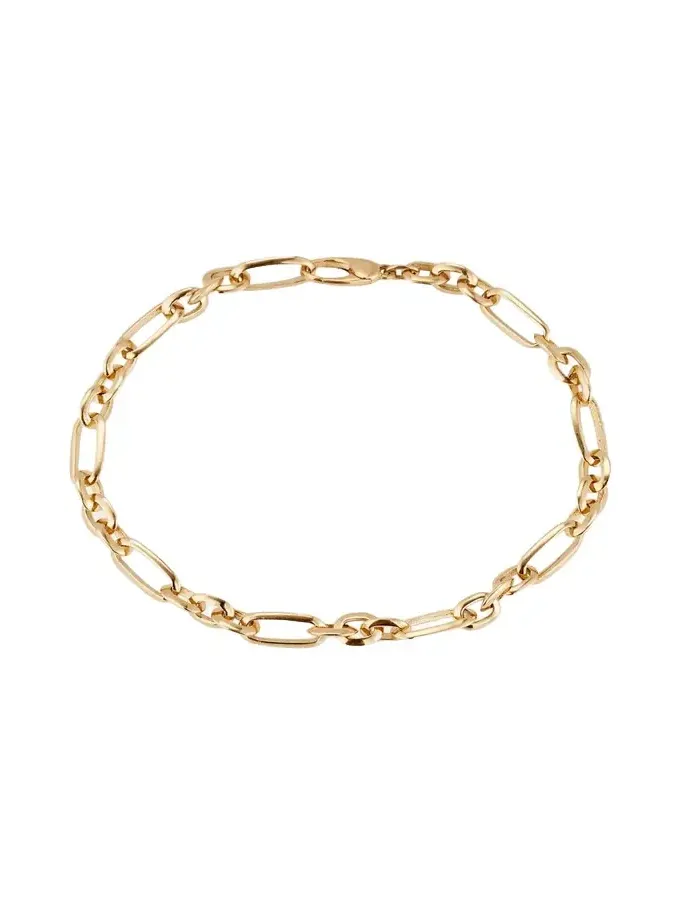 18K Yellow Gold Figaro Chain Link Bracelet