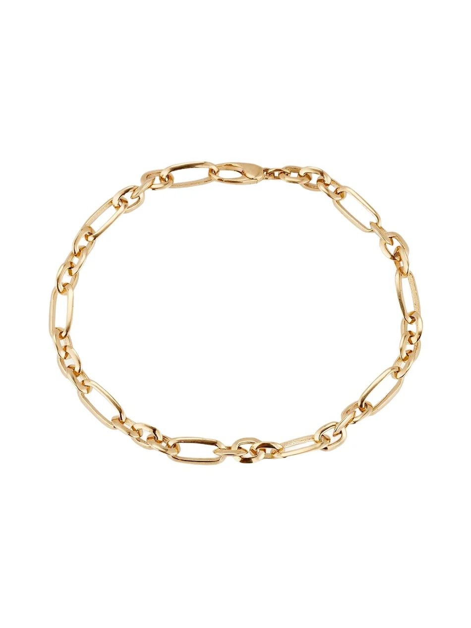 18K Yellow Gold Figaro Chain Link Bracelet