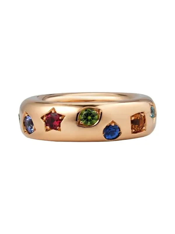 Iconica 18k Rose Gold Slim Multi Gemstone Ring Iconica 18k Rose Gold Slim Multi Gemstone Ring