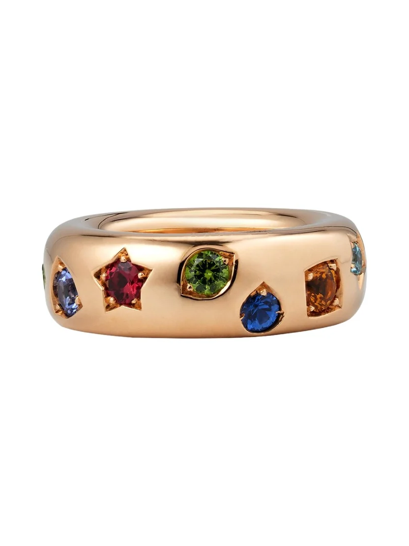 Pomellato Iconica 18k Rose Gold Slim Multi Gemstone Ring