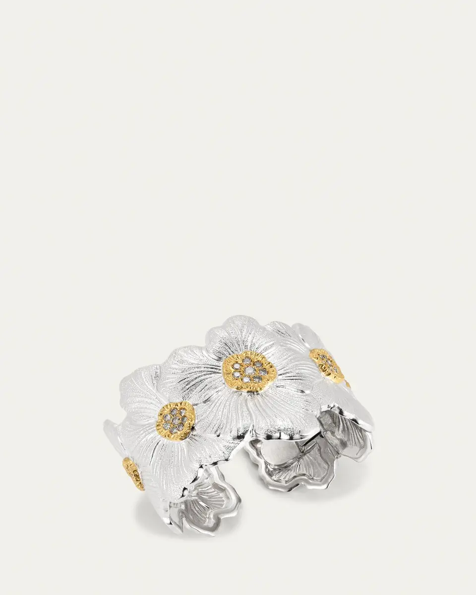 Buccellati Silver and 18k Yellow Gold Gardenia Blossoms Bracelet With Diamonds | Thumbnail 2 Buccellati Silver and 18k Yellow Gold Gardenia Blossoms Bracelet With Diamonds | Thumbnail 2