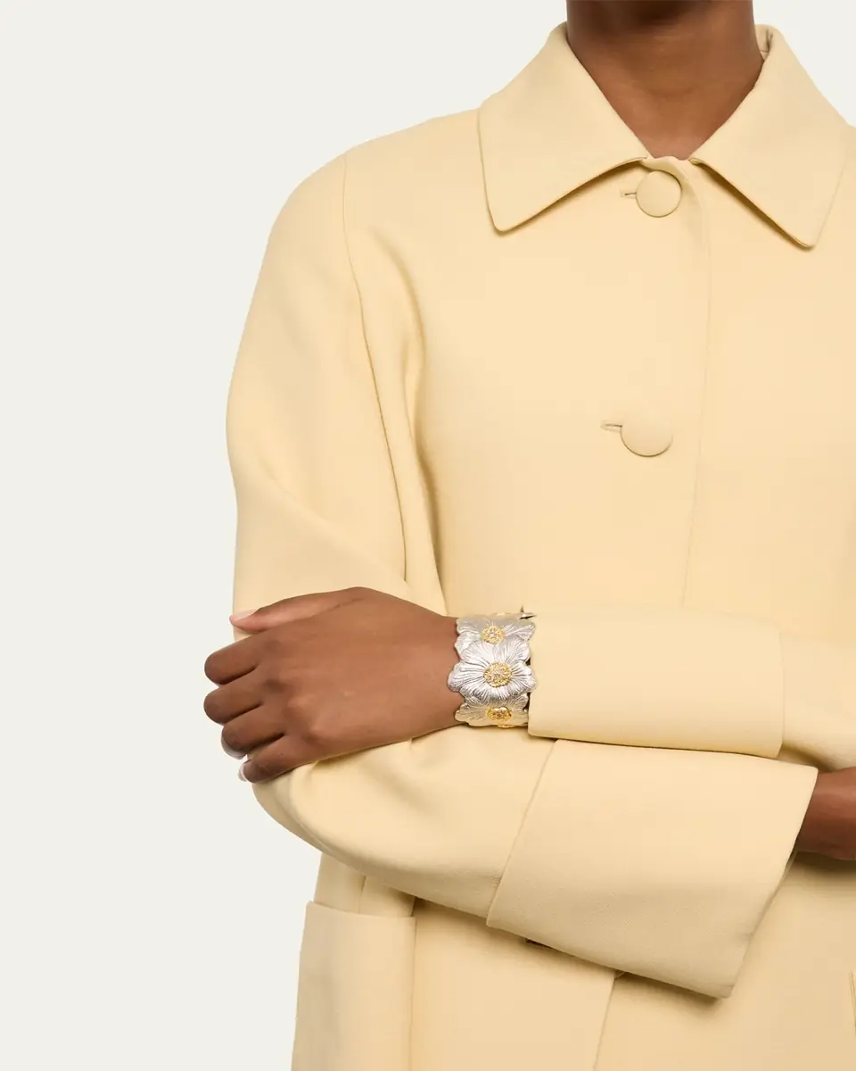 Buccellati Silver and 18k Yellow Gold Gardenia Blossoms Bracelet With Diamonds | Thumbnail 4 Buccellati Silver and 18k Yellow Gold Gardenia Blossoms Bracelet With Diamonds | Thumbnail 4