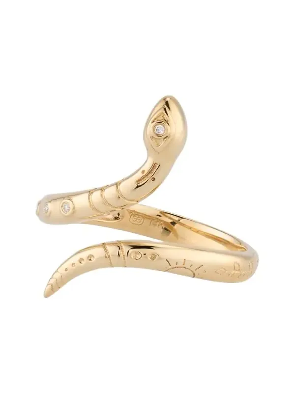 14K Yellow Gold Wrap Snake Ring with Diamonds 14K Yellow Gold Wrap Snake Ring with Diamonds