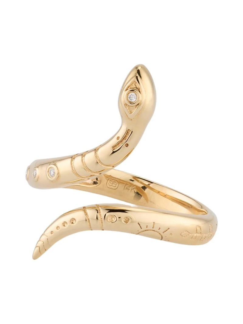 14K Yellow Gold Wrap Snake Ring with Diamonds 14K Yellow Gold Wrap Snake Ring with Diamonds