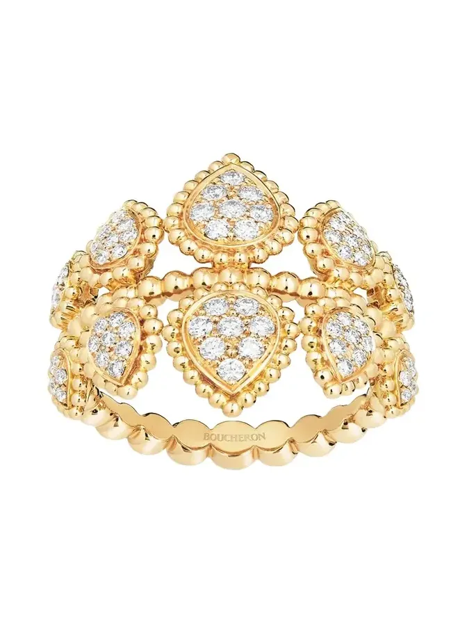 18K Yellow Gold Serpent Boheme Motif Ring with Diamonds