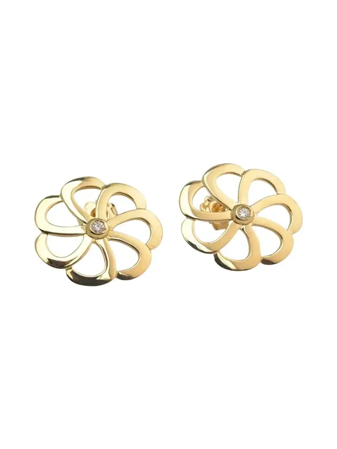 18k Gold Flora Diamond Stud Earrings