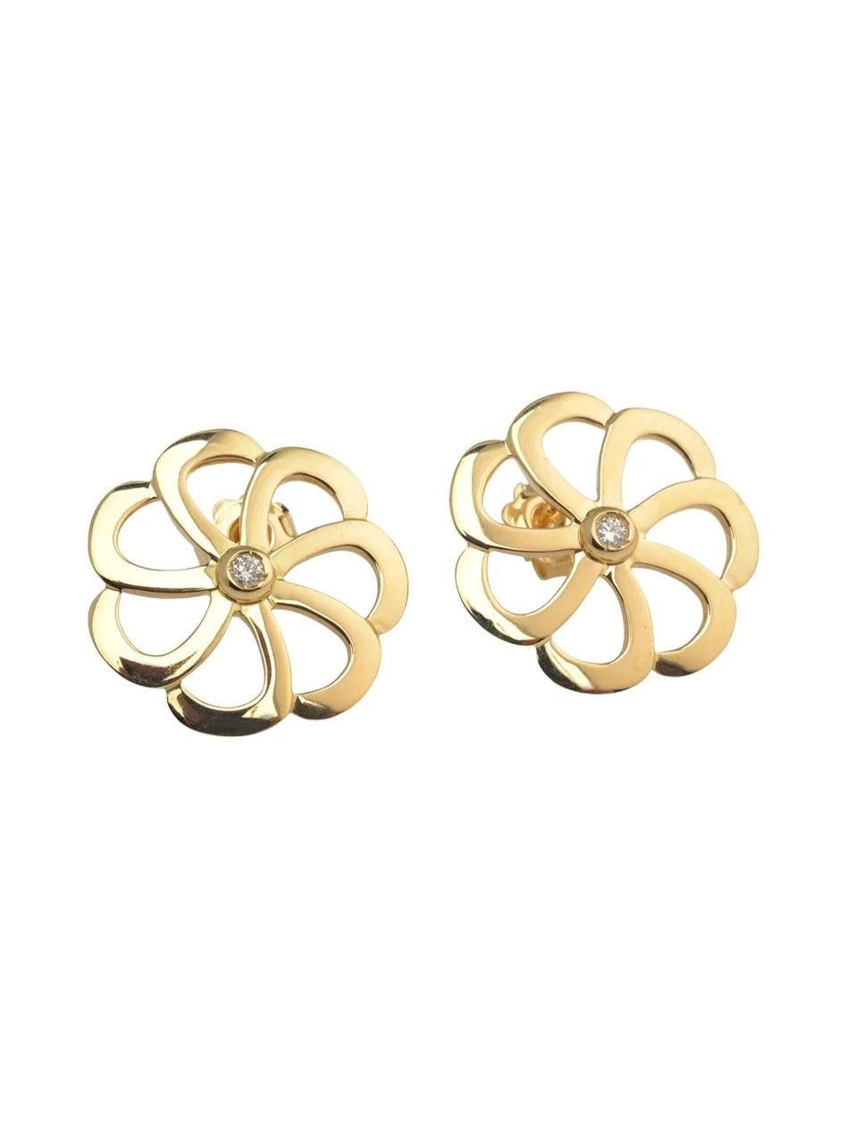 18k Gold Flora Diamond Stud Earrings
