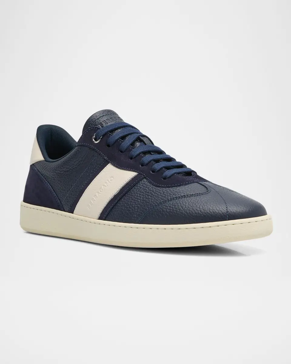 Ferragamo Men's Achille 1 Leather Low-Top Sneakers | Thumbnail 2 Ferragamo Men's Achille 1 Leather Low-Top Sneakers | Thumbnail 2