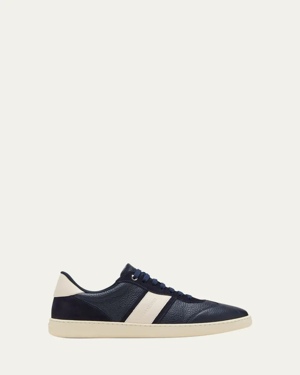 Ferragamo Men's Achille 1 Leather Low-Top Sneakers | Thumbnail 7 Ferragamo Men's Achille 1 Leather Low-Top Sneakers | Thumbnail 7