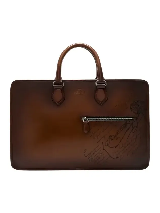 Men's Deux Jours Scritto Swipe Leather Briefcase