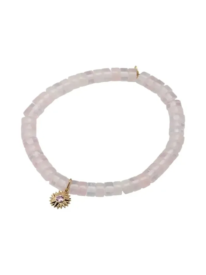 Sydney Evan 14K Yellow Gold Solar Compass Pink Sapphire Charm Bracelet