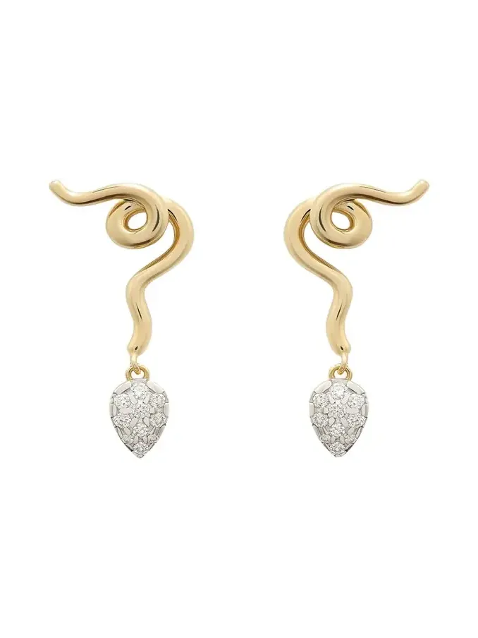Vine Diamond Pavé Drop Earrings