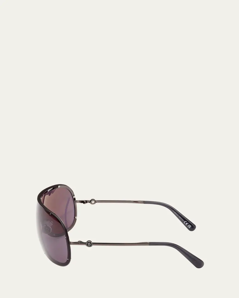Moncler Gunmetal Logo Metal Alloy Shield Sunglasses | Thumbnail 3 Moncler Gunmetal Logo Metal Alloy Shield Sunglasses | Thumbnail 3