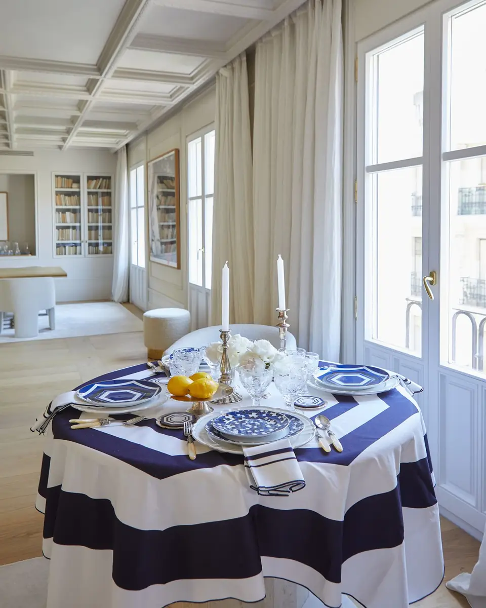 The Lino Essential Navy Tablecloth, 71" Square | Thumbnail 2