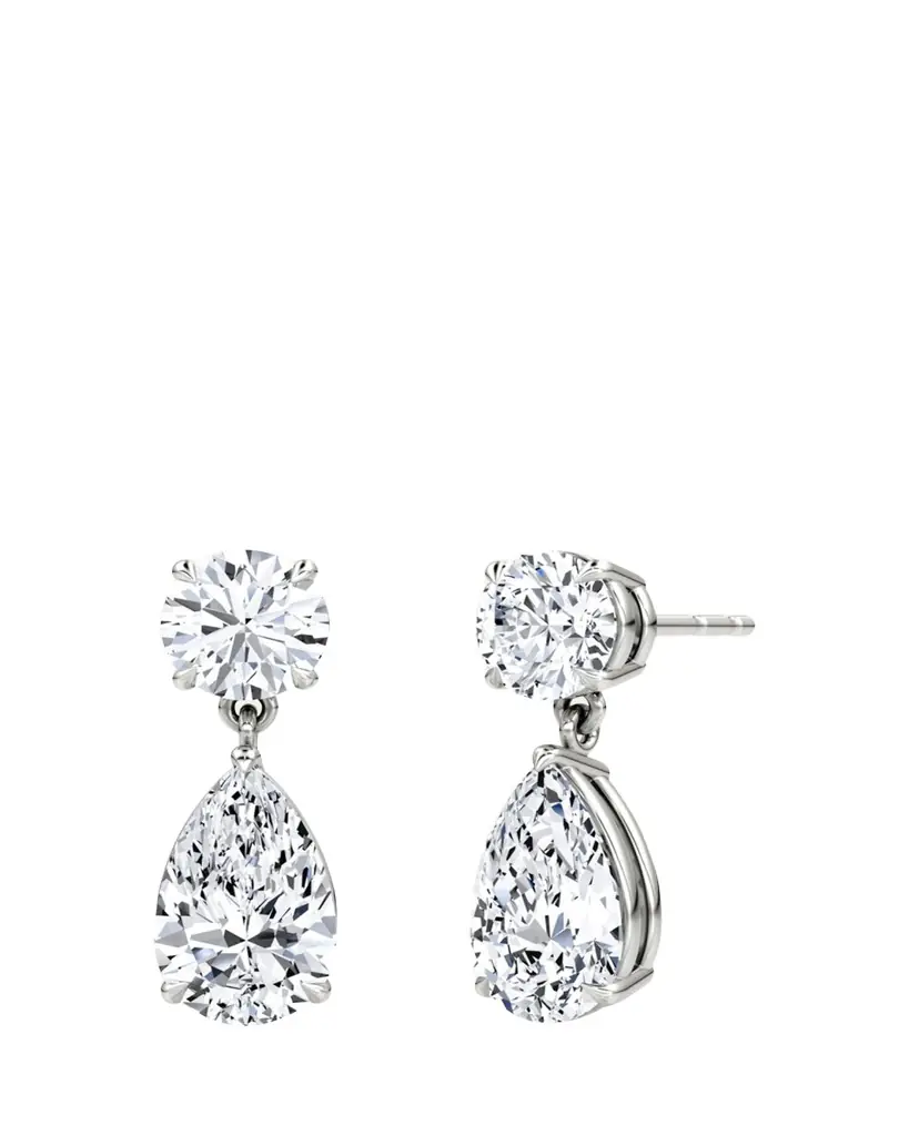 VRAI 14K White Gold Duo Pear Lab Created/ Created Diamond Drop Earrings | Image 1 VRAI 14K White Gold Duo Pear Lab Created/ Created Diamond Drop Earrings | Image 1