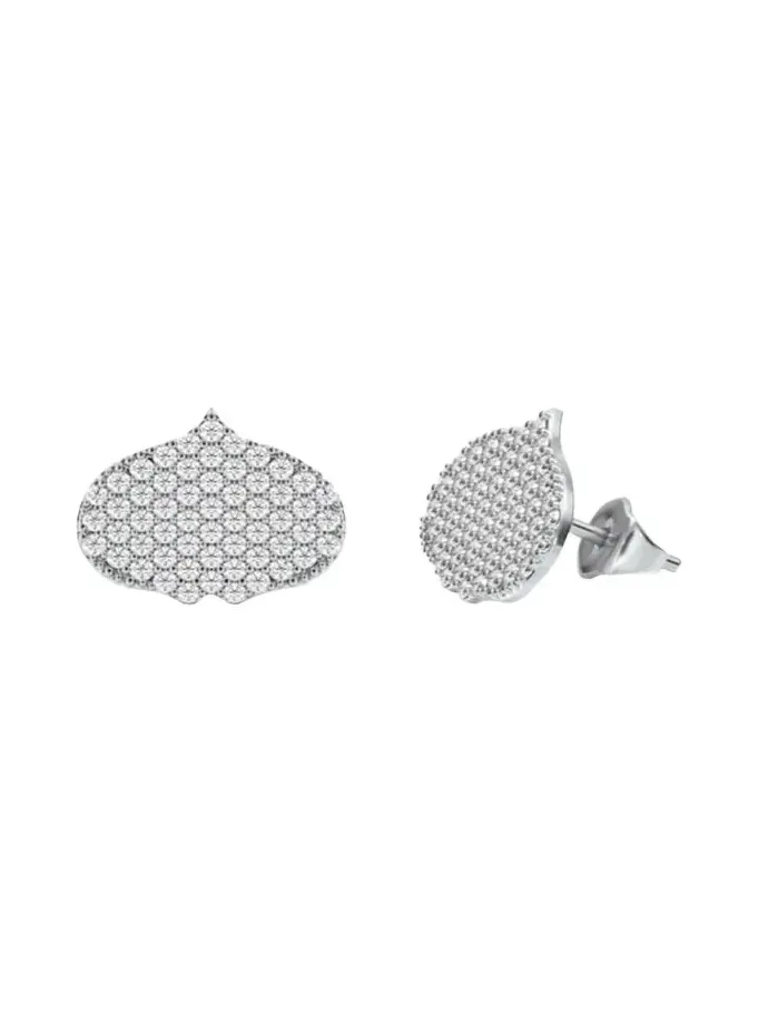 Eye Adore Stud Earrings in Gold and White Diamonds, 12mm