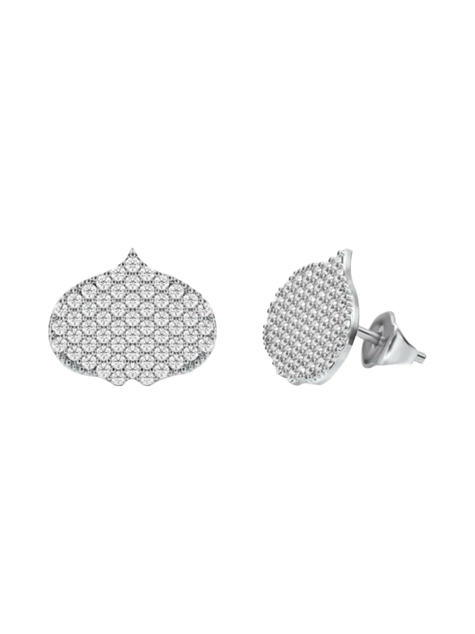 Eye Adore Stud Earrings in Gold and White Diamonds, 12mm