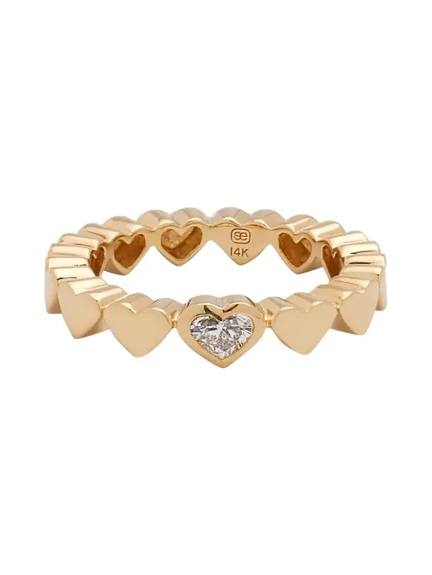 14k Yellow Gold Single Diamond Heart Ring