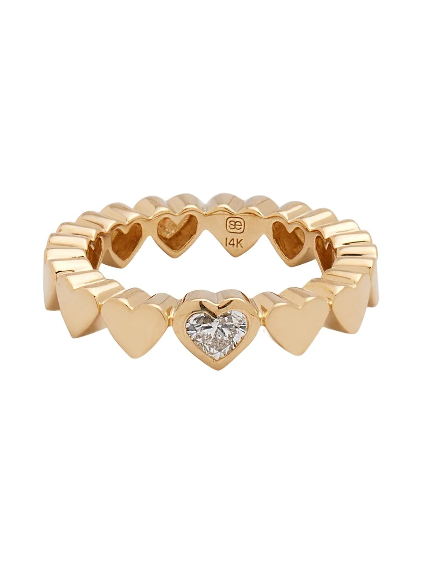 14k Yellow Gold Single Diamond Heart Ring