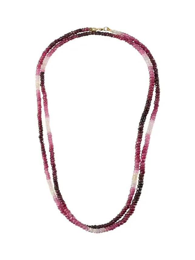 Ombre Ruby Sapphire Long Necklace
