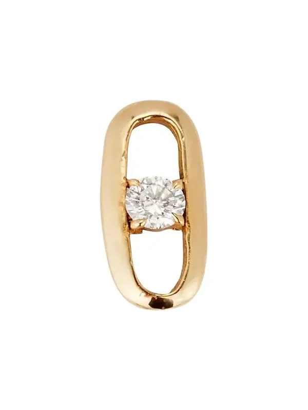 18K Yellow Gold Prong-Set Diamond Link Stud Single Earring 18K Yellow Gold Prong-Set Diamond Link Stud Single Earring