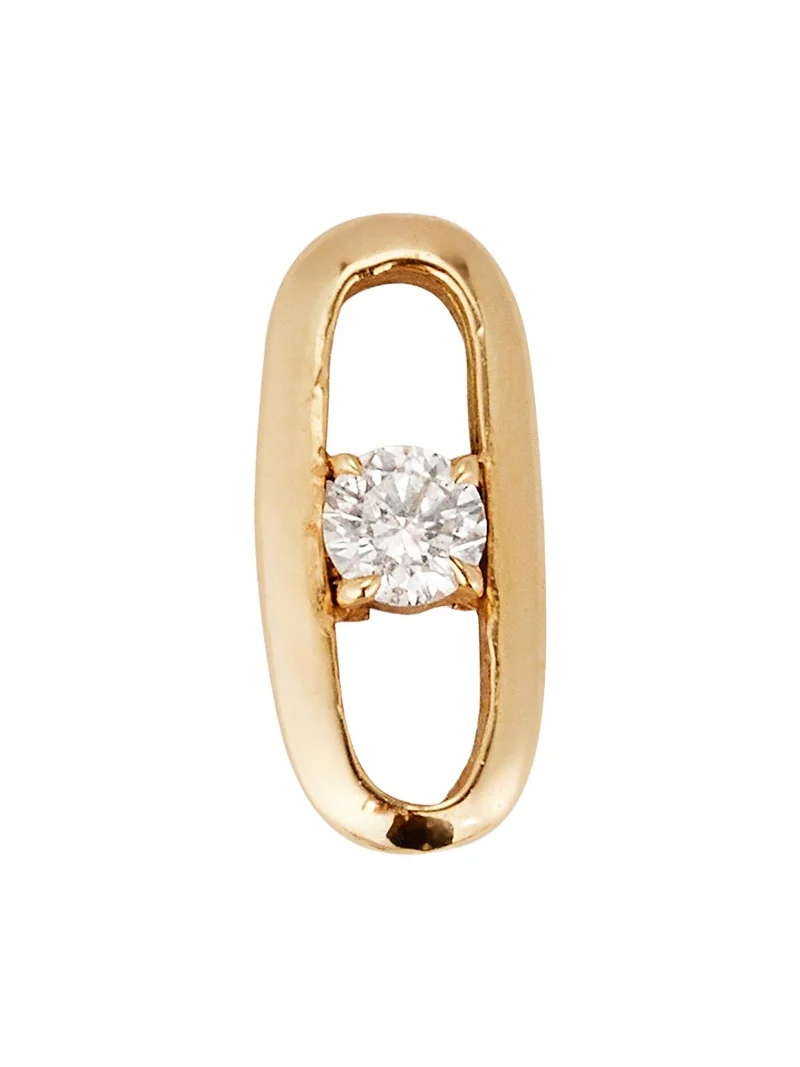18K Yellow Gold Prong-Set Diamond Link Stud Single Earring 18K Yellow Gold Prong-Set Diamond Link Stud Single Earring