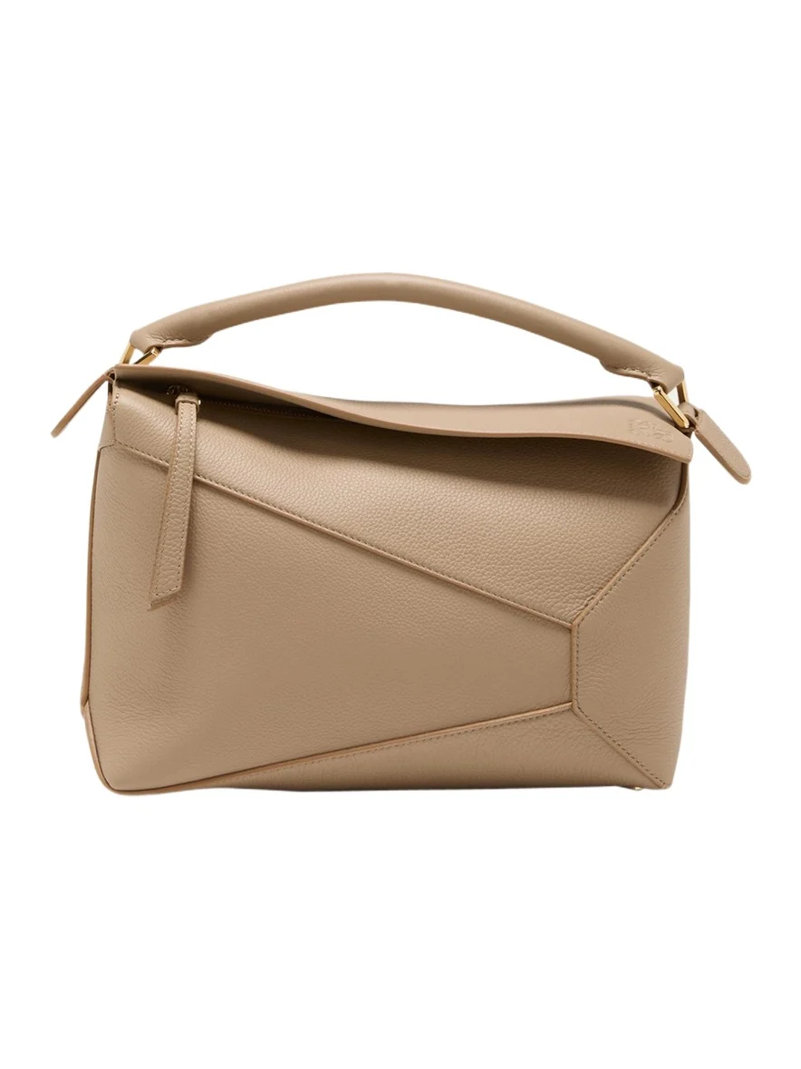 Puzzle Edge Medium Top-Handle Bag in Soft Grained Leather