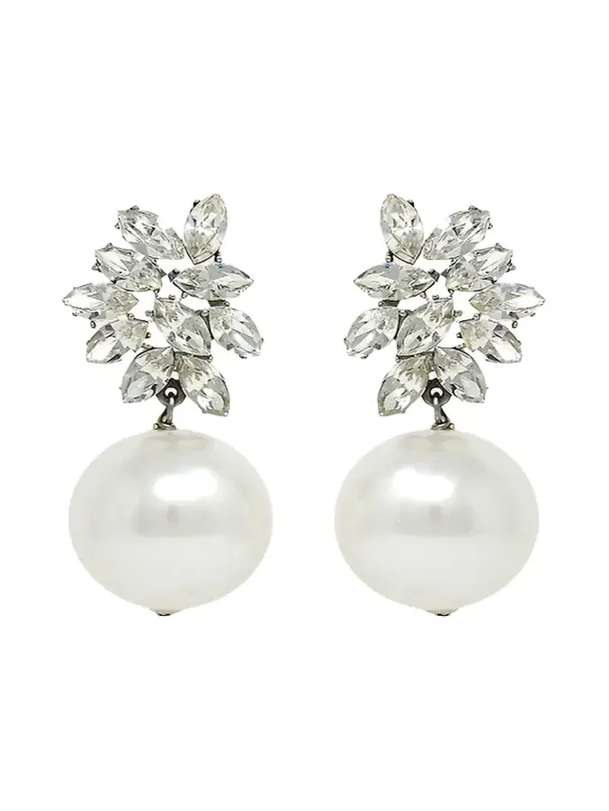 Crystal Pearly Drop Earrings