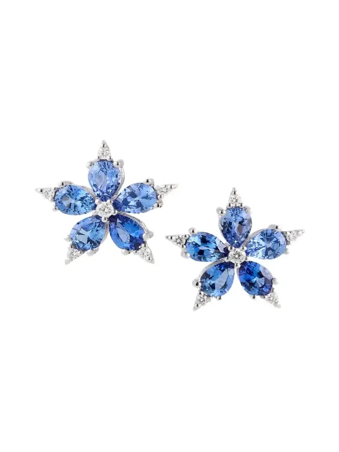 Small Stellanise Blue Sapphire & Diamond Stud Earrings